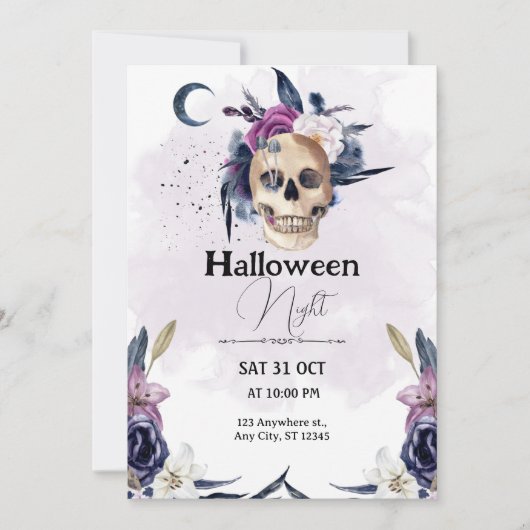 Spooky & Stijlvol: Violet Waterverf Halloween Kaart (Voorkant)