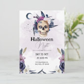 Spooky & Stijlvol: Violet Waterverf Halloween Kaart (Staand voorkant)