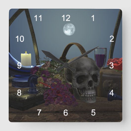 Spooky Stilleven in Moonlight Vierkante Klok (Voorkant)