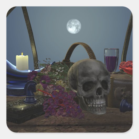 Spooky Stilleven in Moonlight Vierkante Sticker (Voorkant)