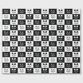 Spooky Stitch Face | Zwarte en witte halloween Cadeaupapier (Vlak)