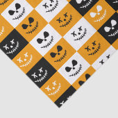 Spooky Stitch Face | Zwarte Oranje witte halloween Tissuepapier (Detail)