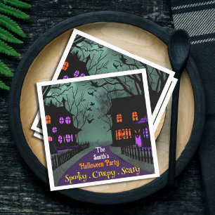 Spooky Street aangepaste tekst Halloween Servet