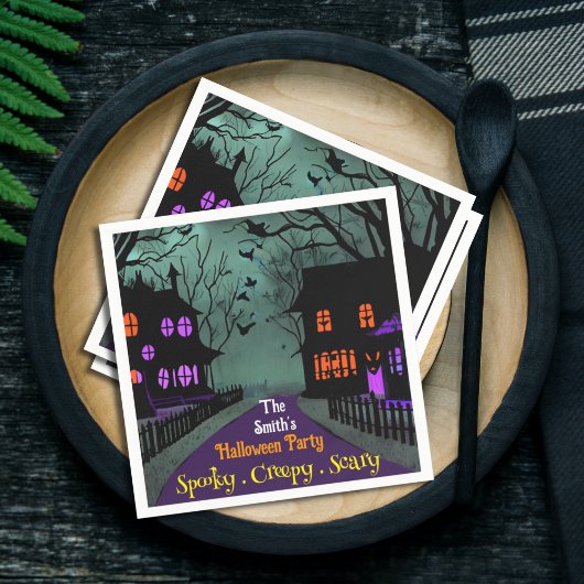 Spooky Street aangepaste tekst Halloween Servet