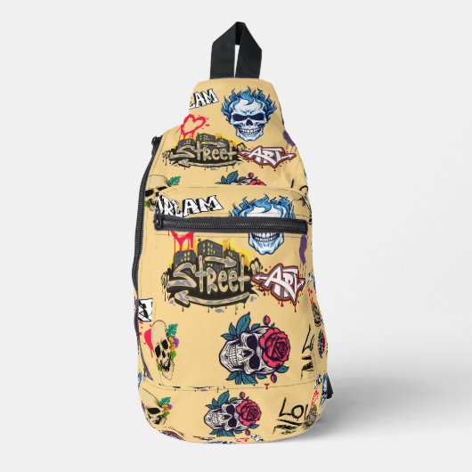 Spooky street art illustraties schedel Graffiti Sling Bag (Voorkant)