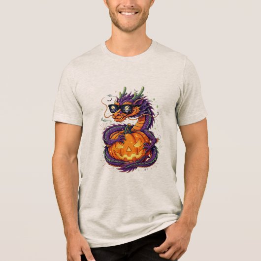 Spooky & Stylish: De Halloween Draak Tri-Blend Shirt (Voorkant)