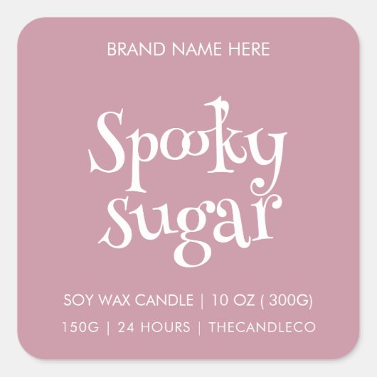 Spooky Sugar Candle Label | Custom Pink Halloween (Voorkant)
