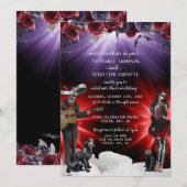 Spooky Sugar Skull Halloween bruiloft Kaart (Voorkant / Achterkant)