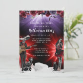 Spooky Sugar Skull Halloween Party Kaart (Staand voorkant)