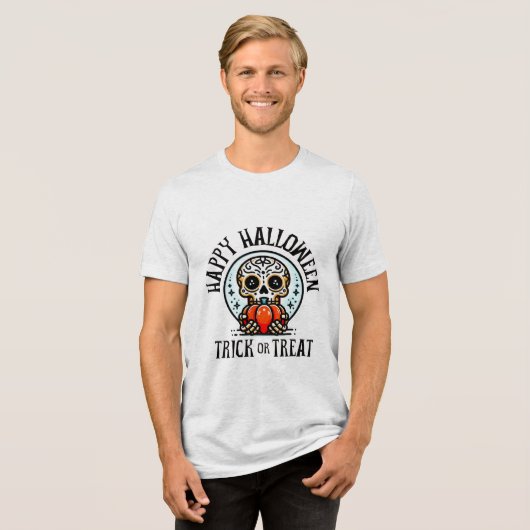 Spooky Sugar Skull Halloween T-shirt (Voorkant volledig)