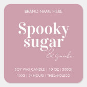 Spooky Sugar & Smoke Candle Label | Custom Pink (Voorkant)
