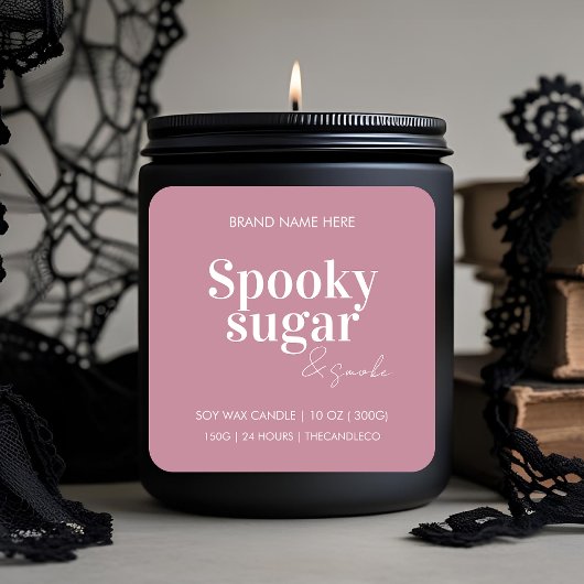 Spooky Sugar & Smoke Candle Label | Custom Pink