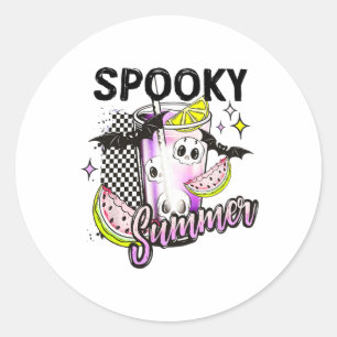 Spooky Summer Beach Halloween Coffee Summe Ronde Sticker