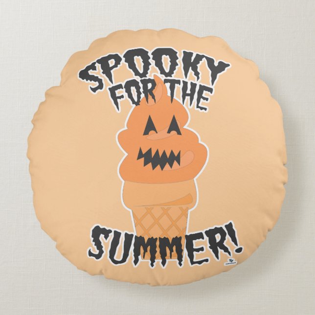 Spooky Summer Fun Summerween Cartoon Cone Rond Kussen (Voorkant)