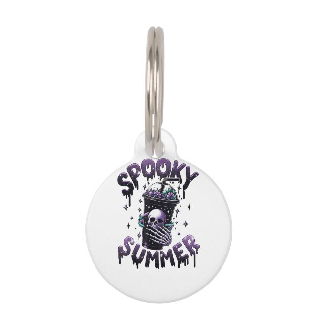 Spooky Summer Funny Meme Skeleton Koffie Funny Sum Huisdierpenning (Voorkant)
