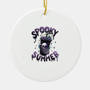 Spooky Summer Funny Meme Skeleton Koffie Funny Sum Keramisch Ornament