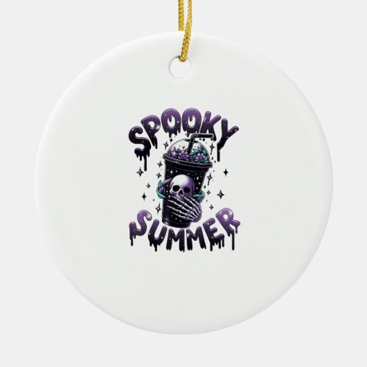 Spooky Summer Funny Meme Skeleton Koffie Funny Sum Keramisch Ornament (Voorkant)