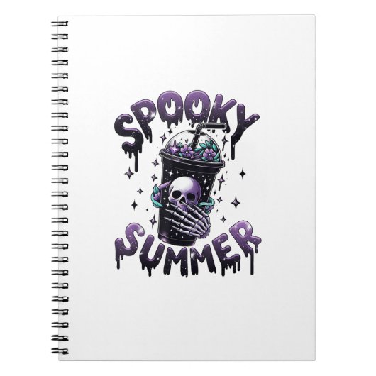 Spooky Summer Funny Meme Skeleton Koffie Funny Sum Notitieboek (Voorkant)