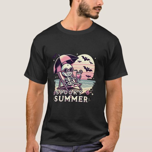 Spooky Summer Skeleton Halloween Vibes Iced Coffee T-shirt (Voorkant)