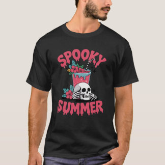 Spooky Summer Skeleton Ice Coffee Zomervakantie T-shirt