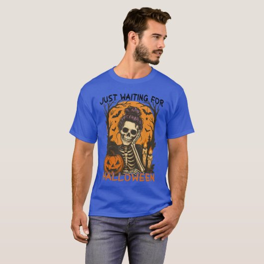 Spooky Summer Skeleton Just Waiting For Halloween T-shirt (Voorkant volledig)
