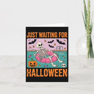 Spooky Summer Skeleton Wachten Op Halloween Kaart