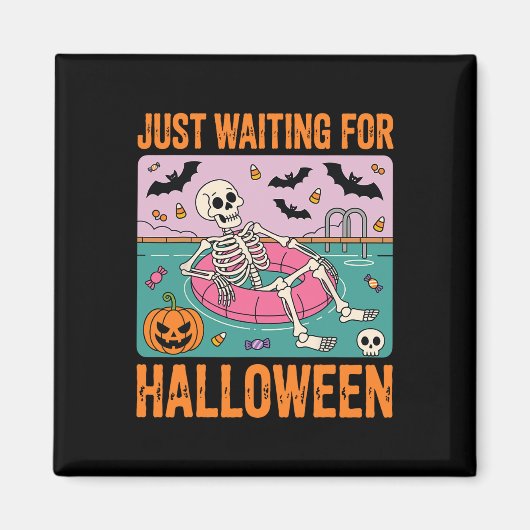 Spooky Summer Skeleton Wachten Op Halloween Magneet (Voorkant)