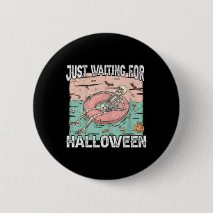 Spooky Summer Skeleton Wachten Op Halloween Ronde Button 5,7 Cm