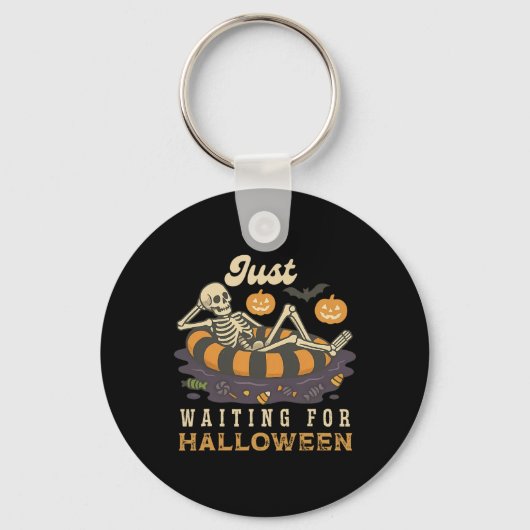 Spooky Summer Skeleton Wachten Op Halloween Sleutelhanger (Voorkant)
