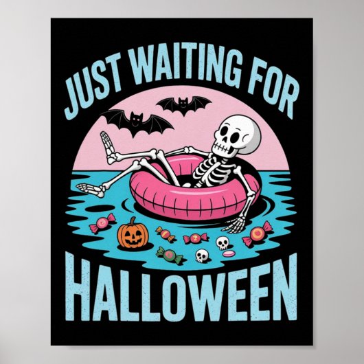 Spooky Summer Skeleton Wachten op Kinder 1 Poster (Voorkant)