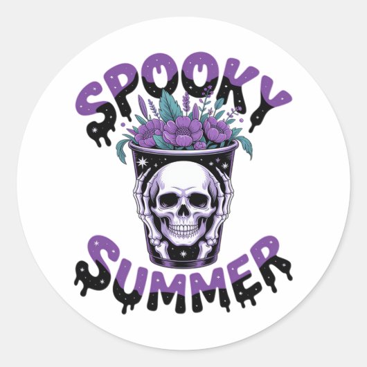 Spooky Summer Skeletonsummerween Ronde Sticker (Voorkant)