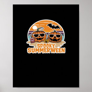 Spooky Summerween - Pompoenen op het strand Klassi Poster