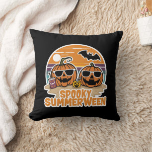 Spooky Summerween - pompoenen op het strand Kussen