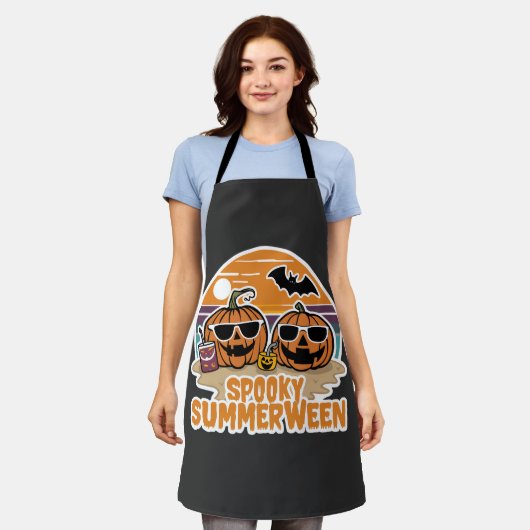 Spooky Summerween - pompoenen op het strand Schort (Gedragen)