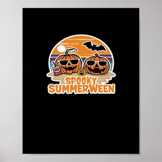Spooky Summerween - Pumpkins On The Beach Classic Poster (Voorkant)
