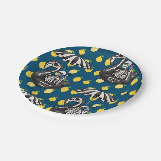 Spooky Summerween skelet met citroenen Papieren Bordje (Gekanteld)