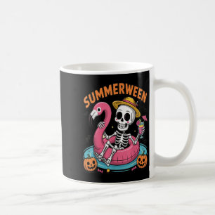 Spooky Summerween Skeleton Wachten Op Halve Koffiemok