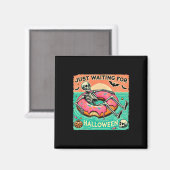 Spooky Summerween Skeleton Wachten Op Halve Magneet (Voorkant / Achterkant)