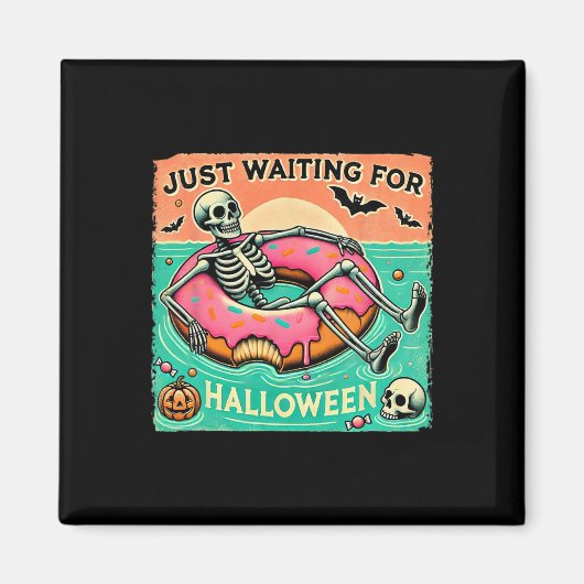 Spooky Summerween Skeleton Wachten Op Halve Magneet (Voorkant)
