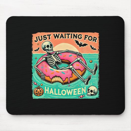 Spooky Summerween Skeleton Wachten Op Halve Muismat (Voorkant)