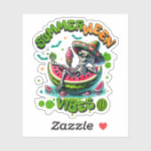 Spooky Summerween Skeleton Watermelon Float Funny Sticker (Vel)