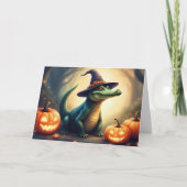 Spooky Swamp Witch Gator Halloween Notecard Bedankkaart (Voorkant)