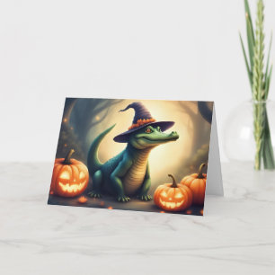 Spooky Swamp Witch Gator Halloween Notecard Bedankkaart