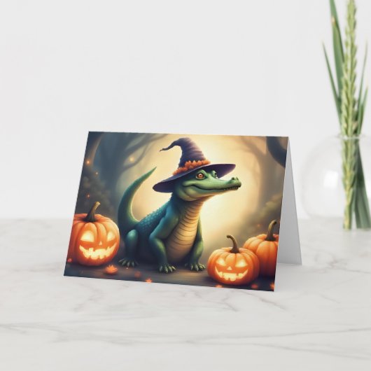 Spooky Swamp Witch Gator Halloween Notecard Bedankkaart (Voorkant)