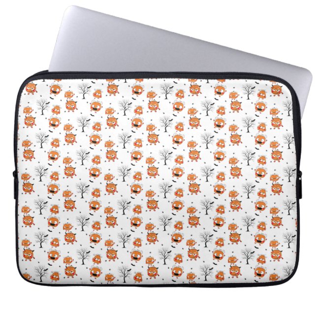 Spooky Sweet Baby Bat Halloween Wrapping Paper Laptop Sleeve (Voorkant)