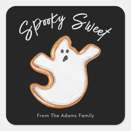 Spooky Sweet Ghost Sugar Cookie  Vierkante Sticker (Voorkant)