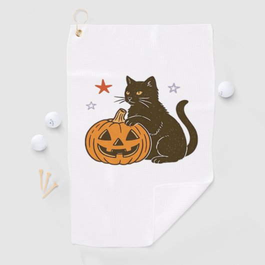 Spooky Sweet Halloween Kat Classic T-shirt Golfhanddoek (Insitu)