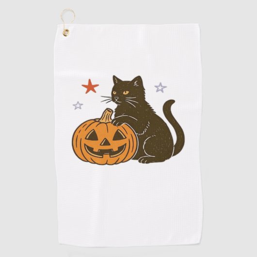 Spooky Sweet Halloween Kat Classic T-shirt Golfhanddoek (Voorkant)