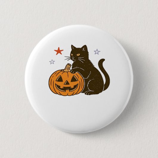 Spooky Sweet Halloween Kat Classic T-shirt Ronde Button 5,7 Cm (Voorkant)