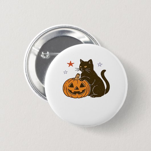Spooky Sweet Halloween Kat Classic T-shirt Ronde Button 5,7 Cm (Voorkant /achterkant)
